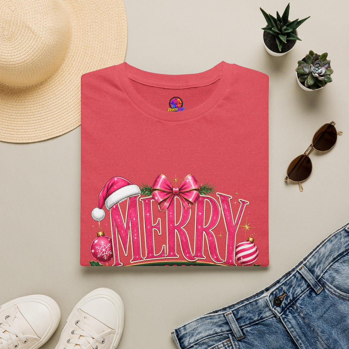 Christmas T-Shirt — "Merry But Make It Pink" Holiday Tee