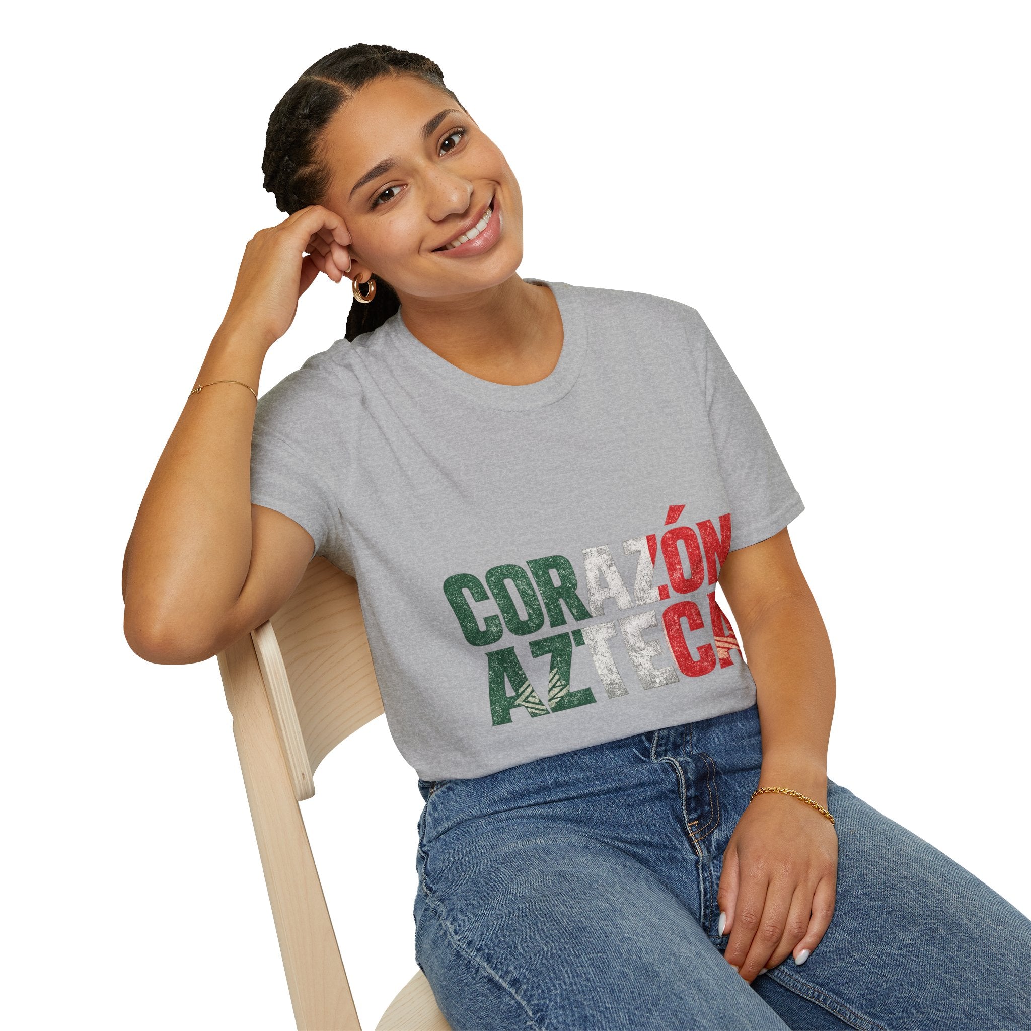 Mexico Corazón Azteca T-Shirt — Mexican Pride Flag Text Tee