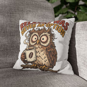 Funny Coffee Owl Throw Pillowcase — "Relaxing Was Never An Option" Decorative Pillowcase