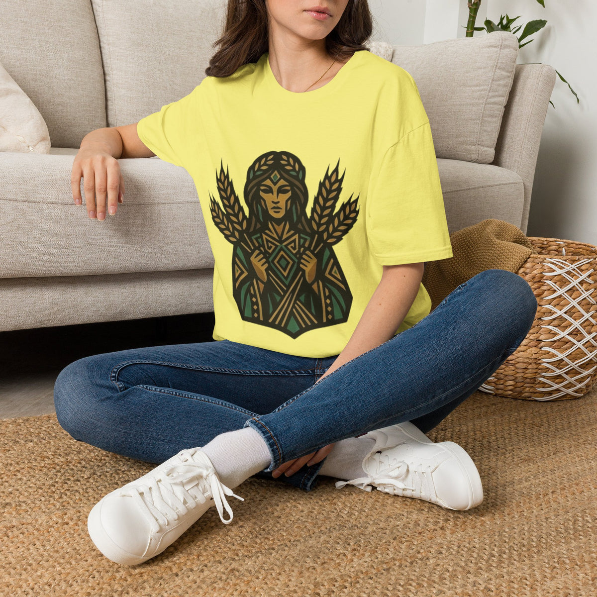 Virgo Zodiac Harvest Goddess T-Shirt — Wheat Maiden Graphic Tee