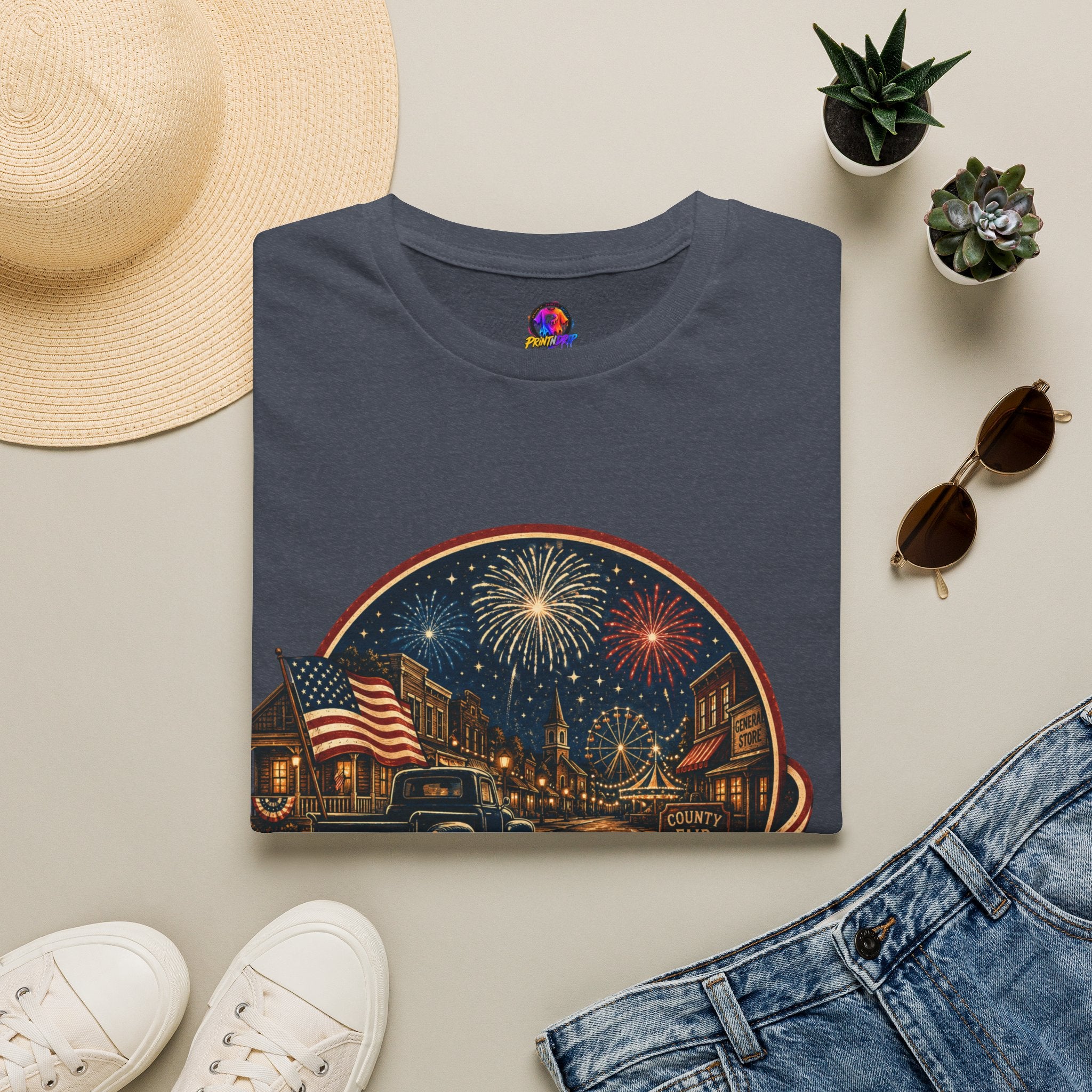 Small Town Big Freedom T-Shirt — Patriotic 4th of July Fireworks Tee