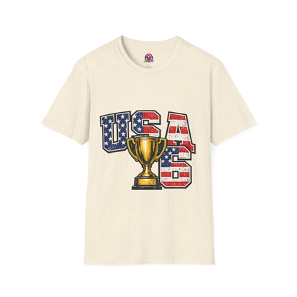 USA Trophy T-Shirt — Patriotic American Flag Graphic Tee