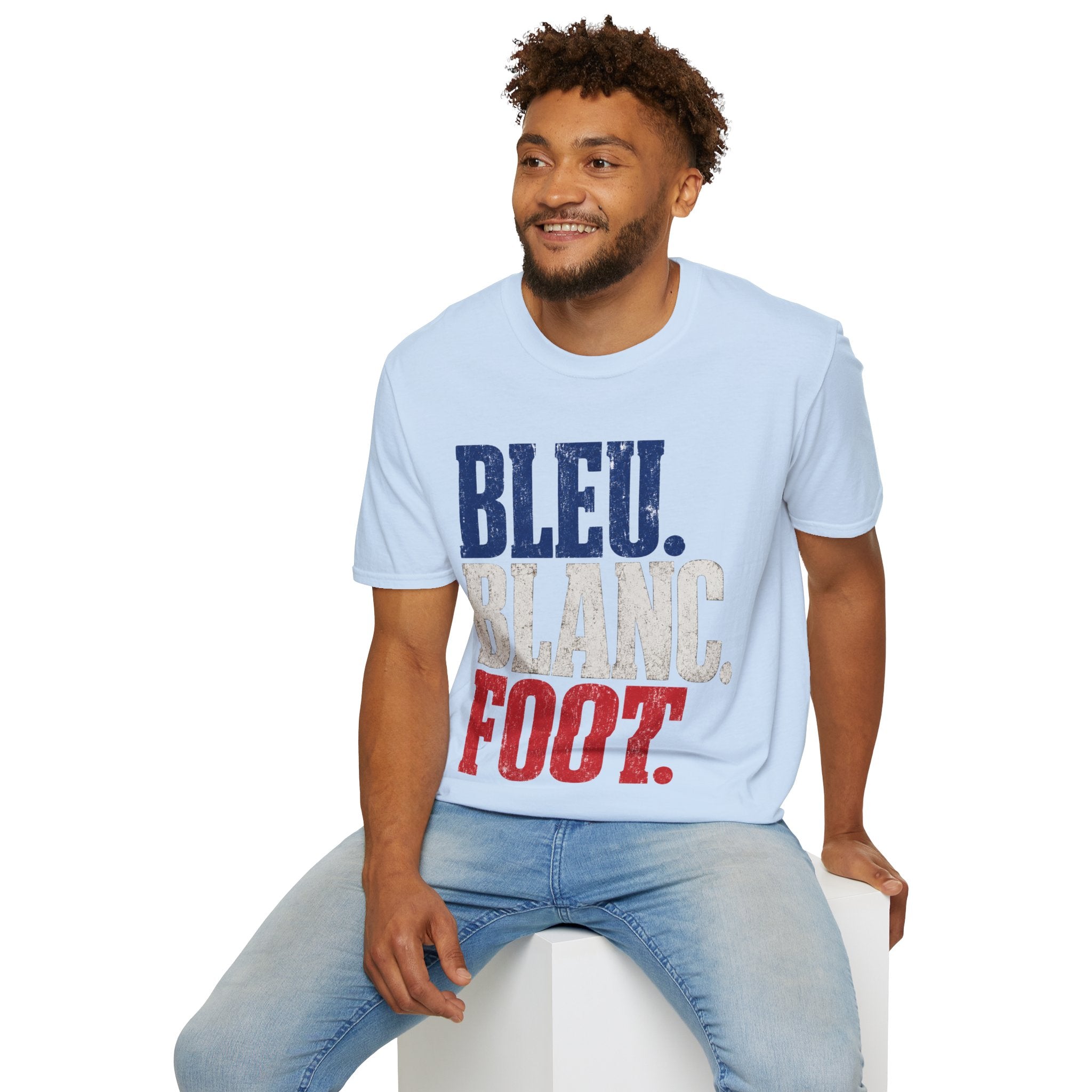France T-Shirt — Bleu Blanc Foot Vintage French Flag Soccer Graphic Tee