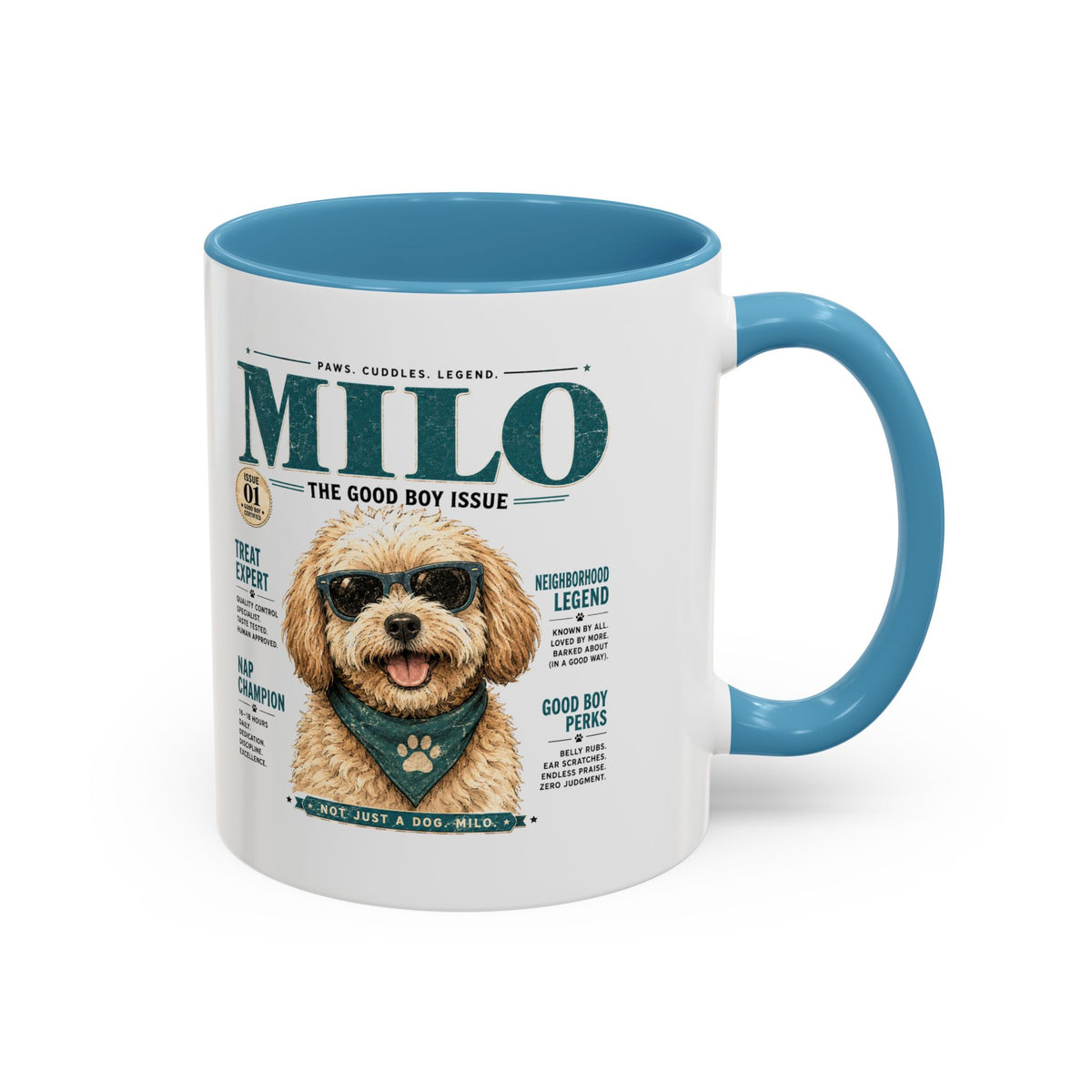 Milo Bailey Dog Dad Mom Milo Magazine-Style Accent Coffee Mug — Cute Dog Portrait
