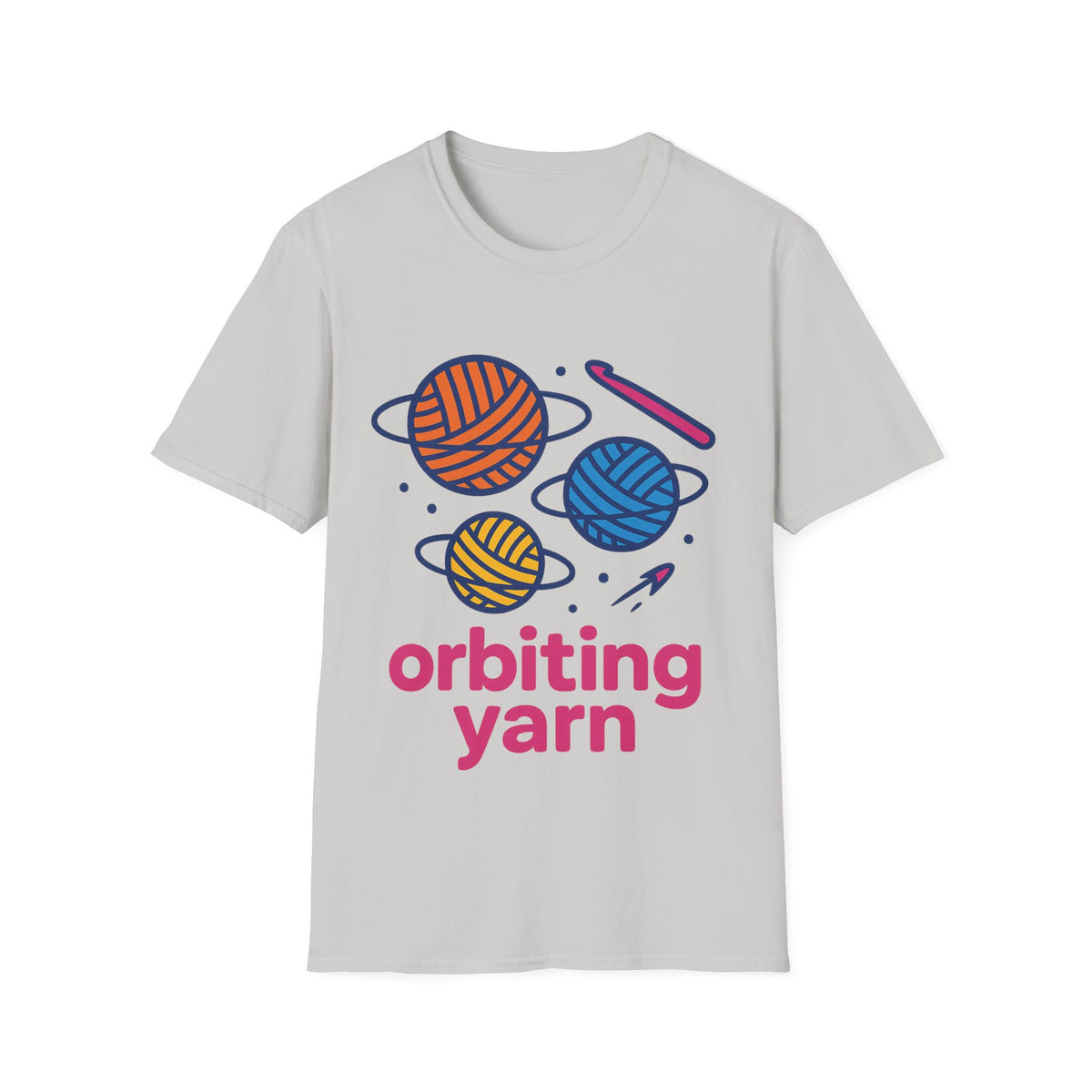 "Orbiting Yarn" Space Galaxy Crochet Graphic Tee - Funny Knitting Crafter White T-Shirt - Trending Now - September 2026