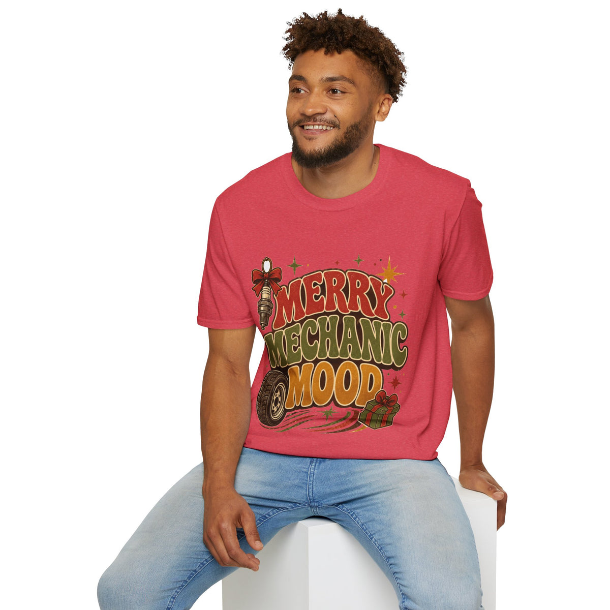 Merry Mechanic Mood T‑Shirt — Retro Holiday Auto Technician Gift