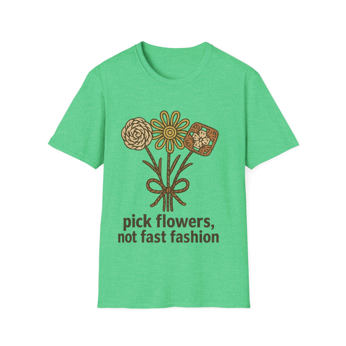 "Pick Flowers Not Fast Fashion" Eco Tee | Botanical Sustainable T-Shirt - Trending Now - September 2026