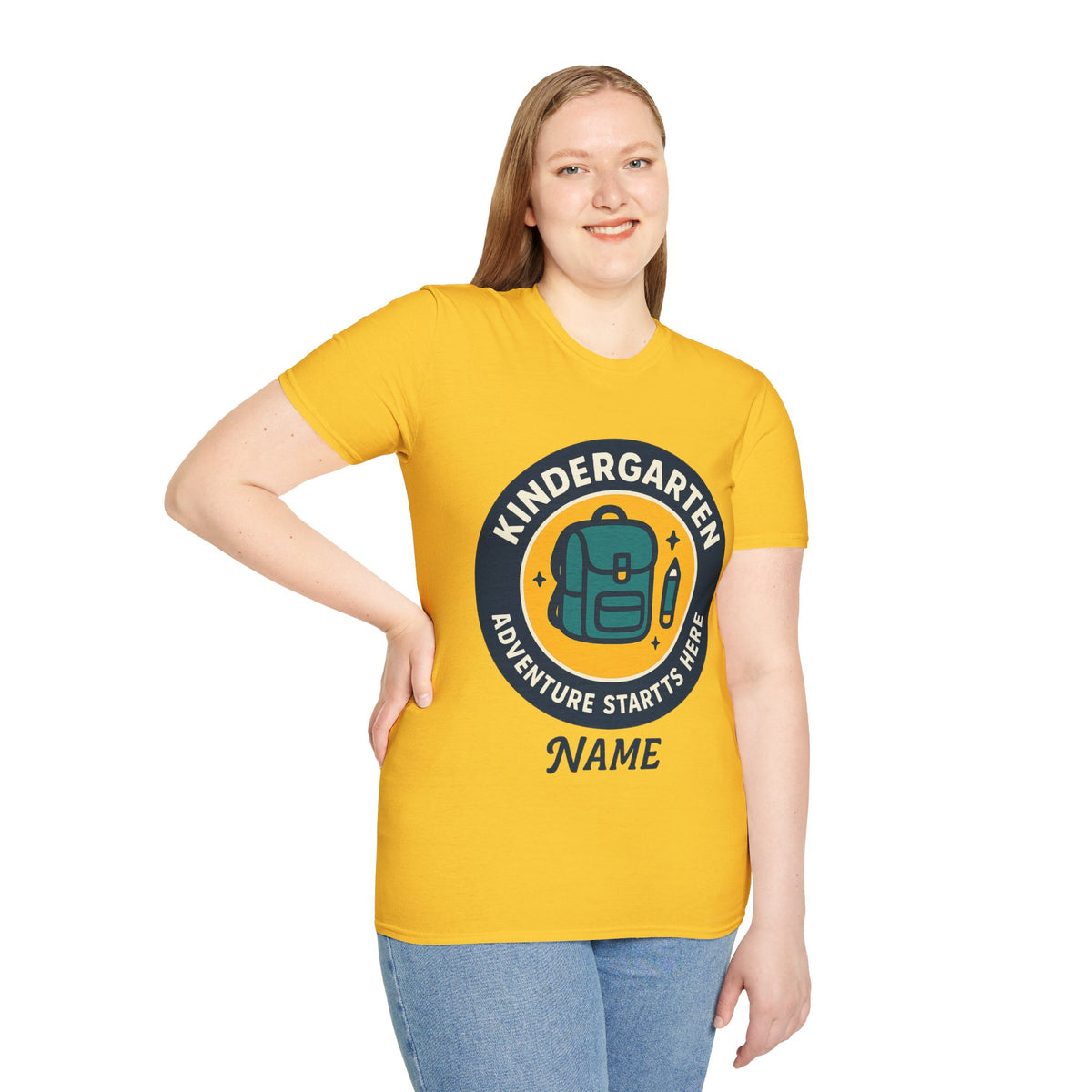 Kindergarten Teacher T‑Shirt – 'Kindergarten' Backpack Badge Design - Trending Now - August 2026
