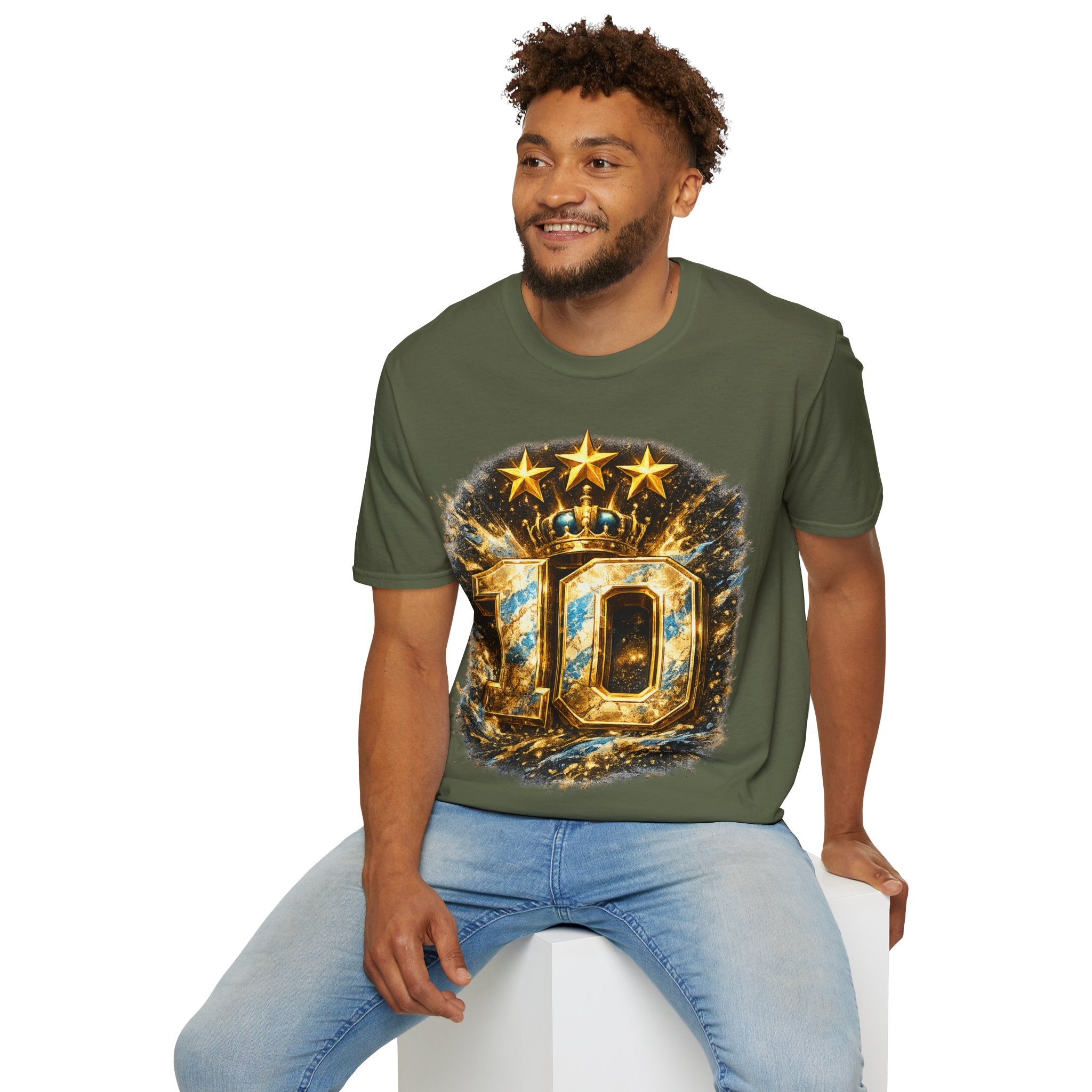 Argentina, MESSI #10 T-Shirt — Gold Crown '10' Victory Graphic Tee