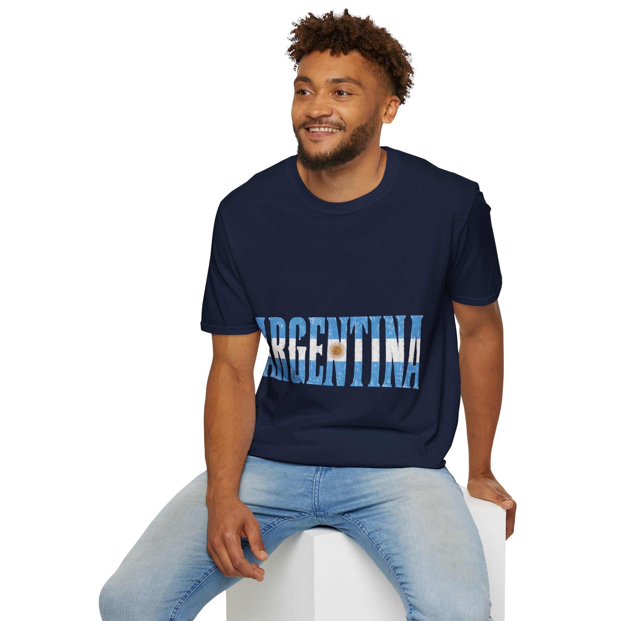 Argentina Beach Vibes T-Shirt — Distressed Blue "ARGENTINA" Graphic
