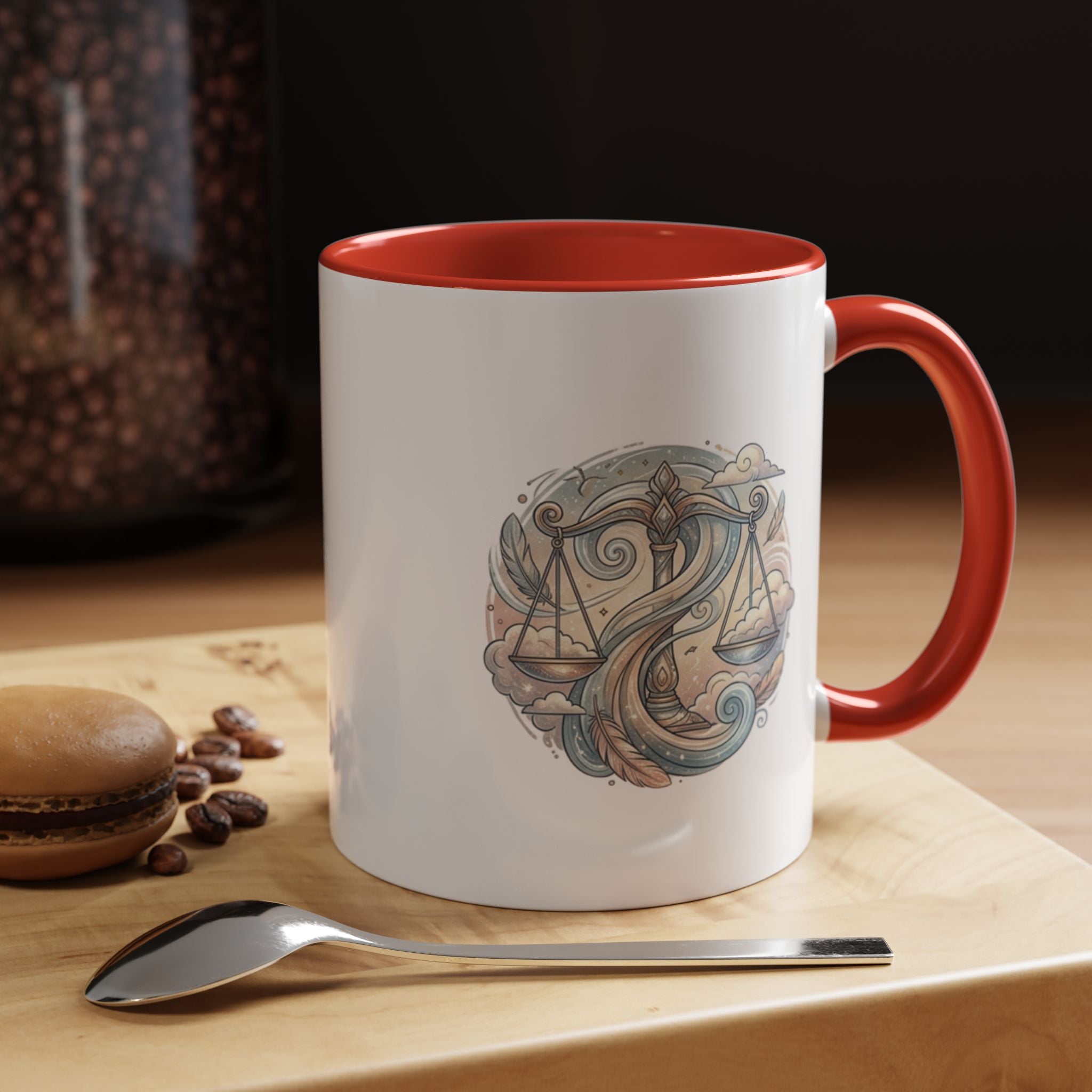 Libra Zodiac Coffee Mug — Balance Scales Astrological Accent Mug