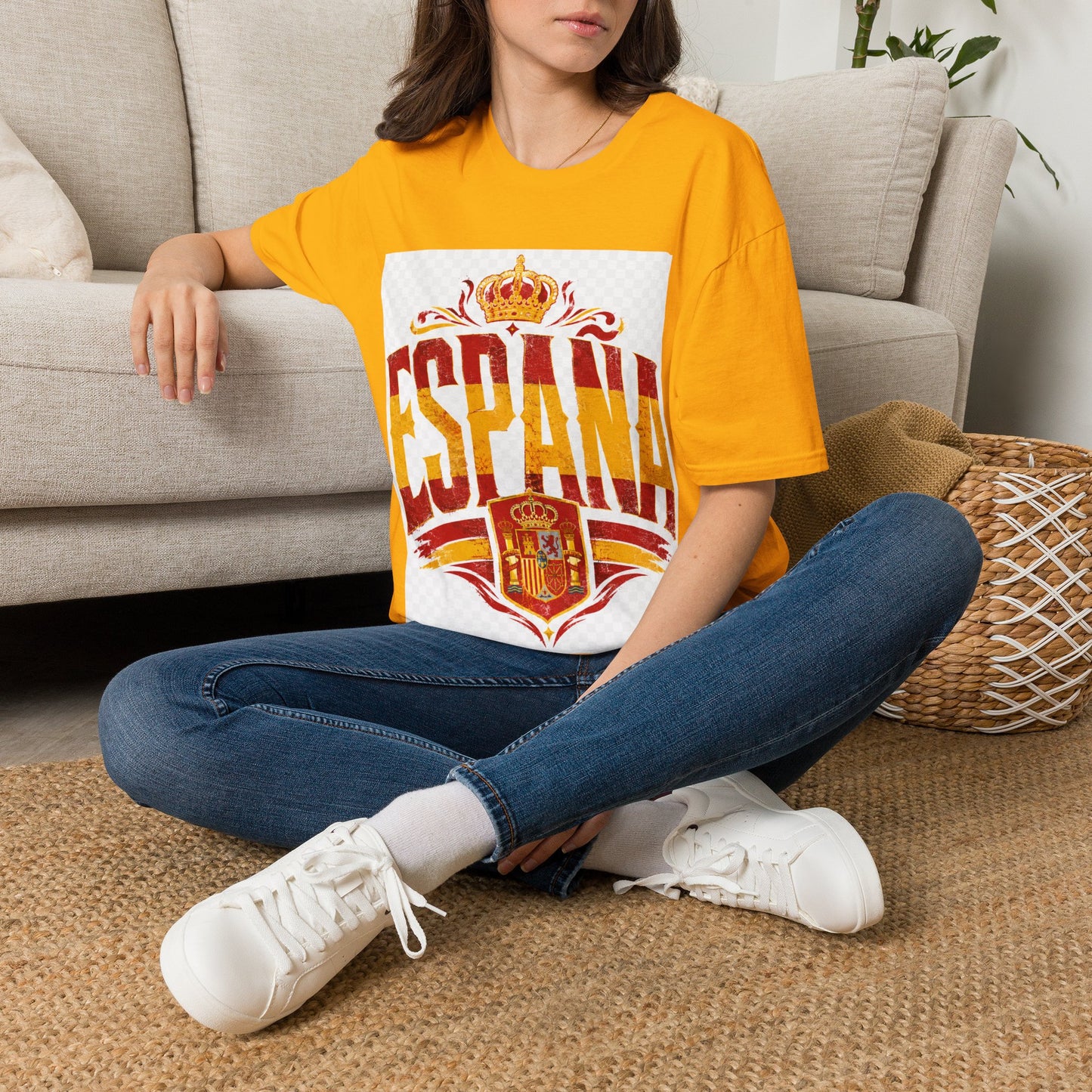 Spain Crown Graphic T-Shirt — Spanish Flag Vintage Crest Tee