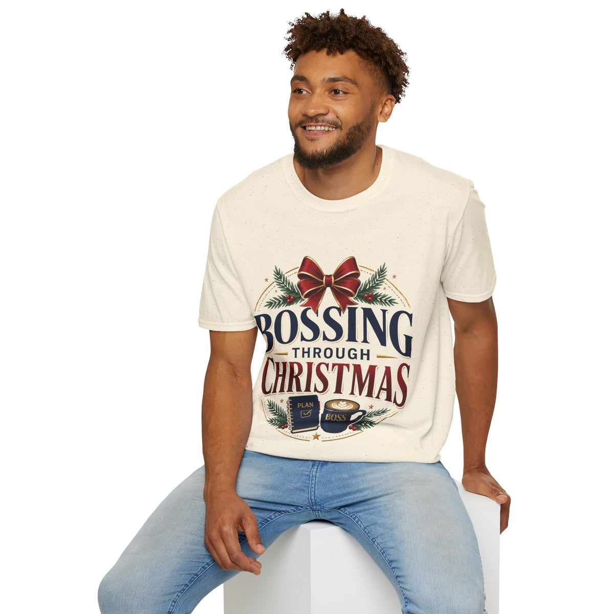 Christmas “Bossing Through Christmas” T‑Shirt — Funny Holiday Boss Gift