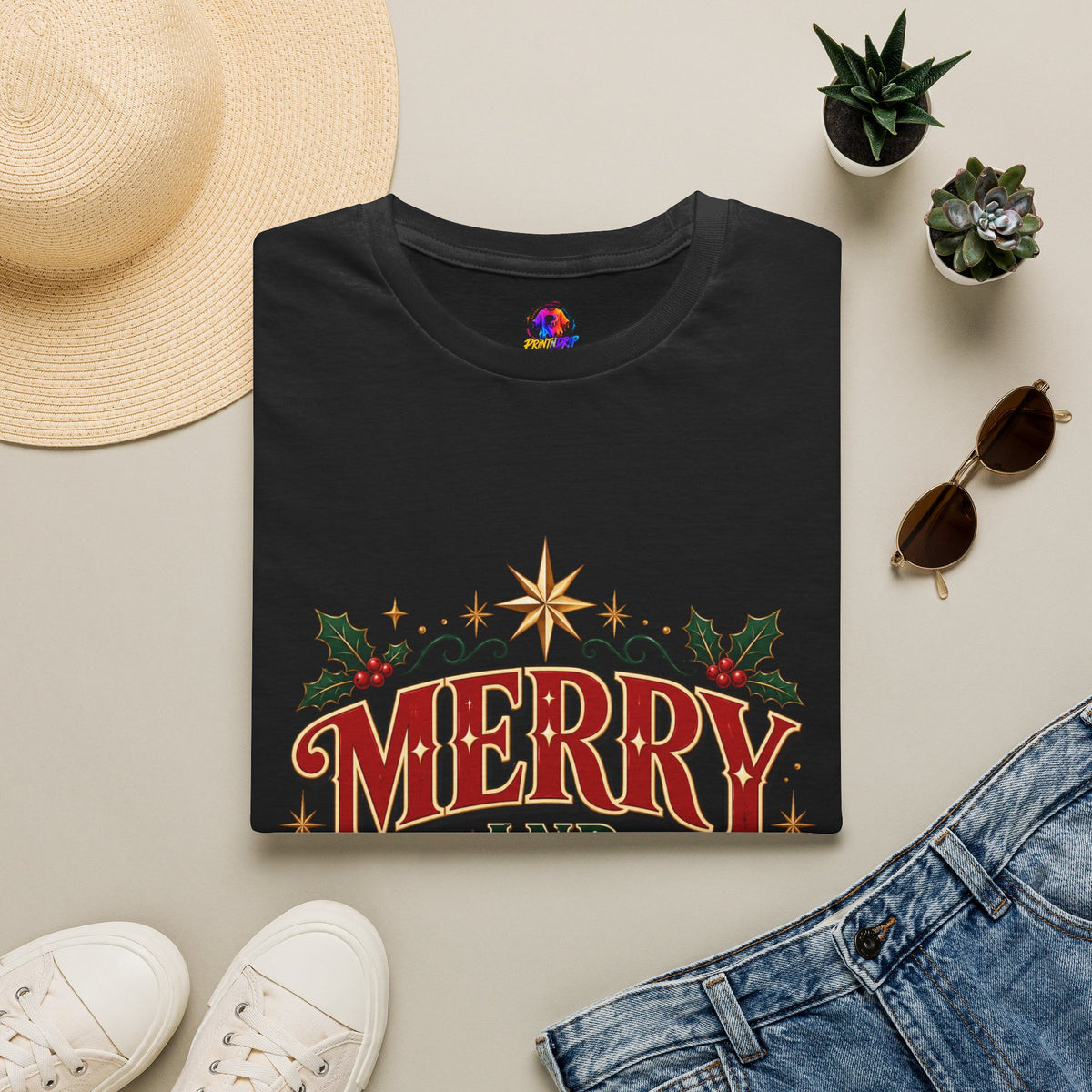 Merry and Bright T-Shirt — Festive Christmas Holiday Tee