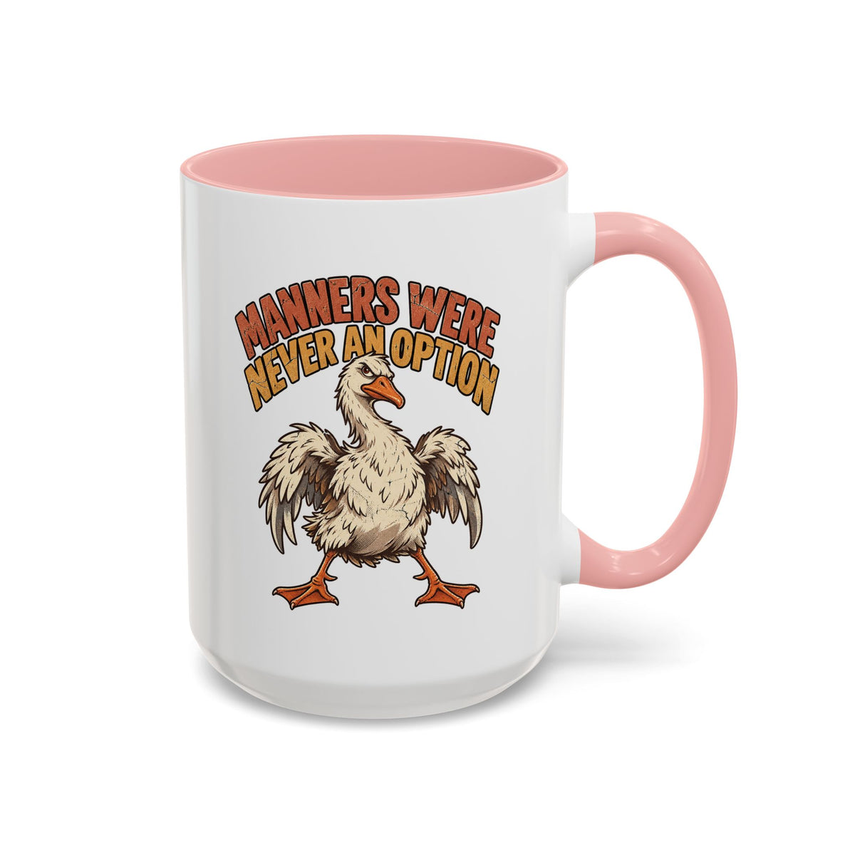 Coffee Mug — "Manners Were Never An Option" Funny Rude Chicken Accent Mug