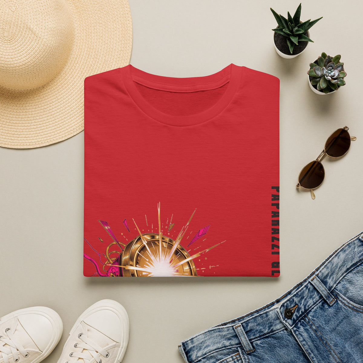 Paparazzi Glow Up Energy Vertical Text Gold Disco Ball White Graphic Tee - Trending Now - September 2026