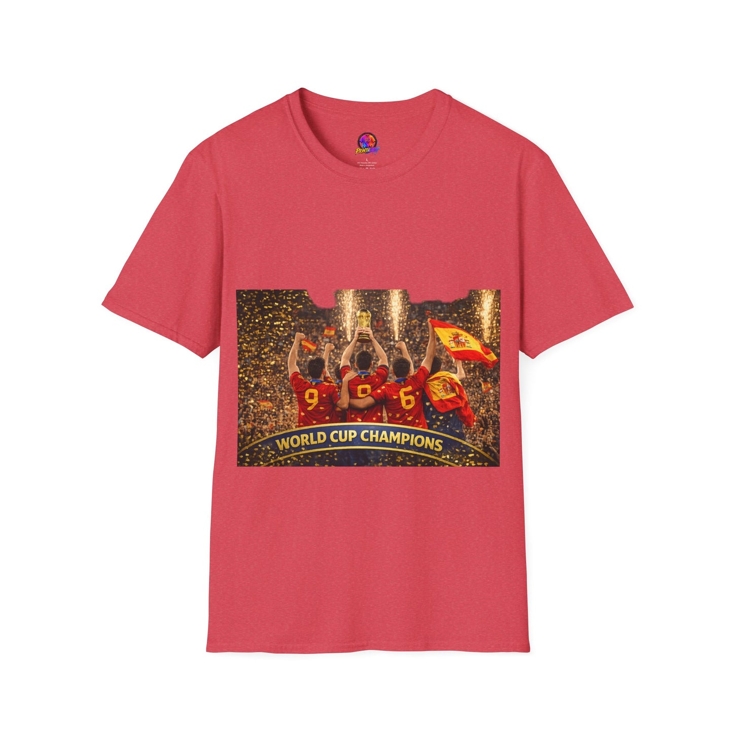 Spain World Cup Champions T‑Shirt — Soccer Trophy Celebration Tee