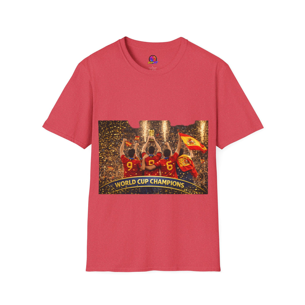 Spain World Cup Champions T‑Shirt — Soccer Trophy Celebration Tee