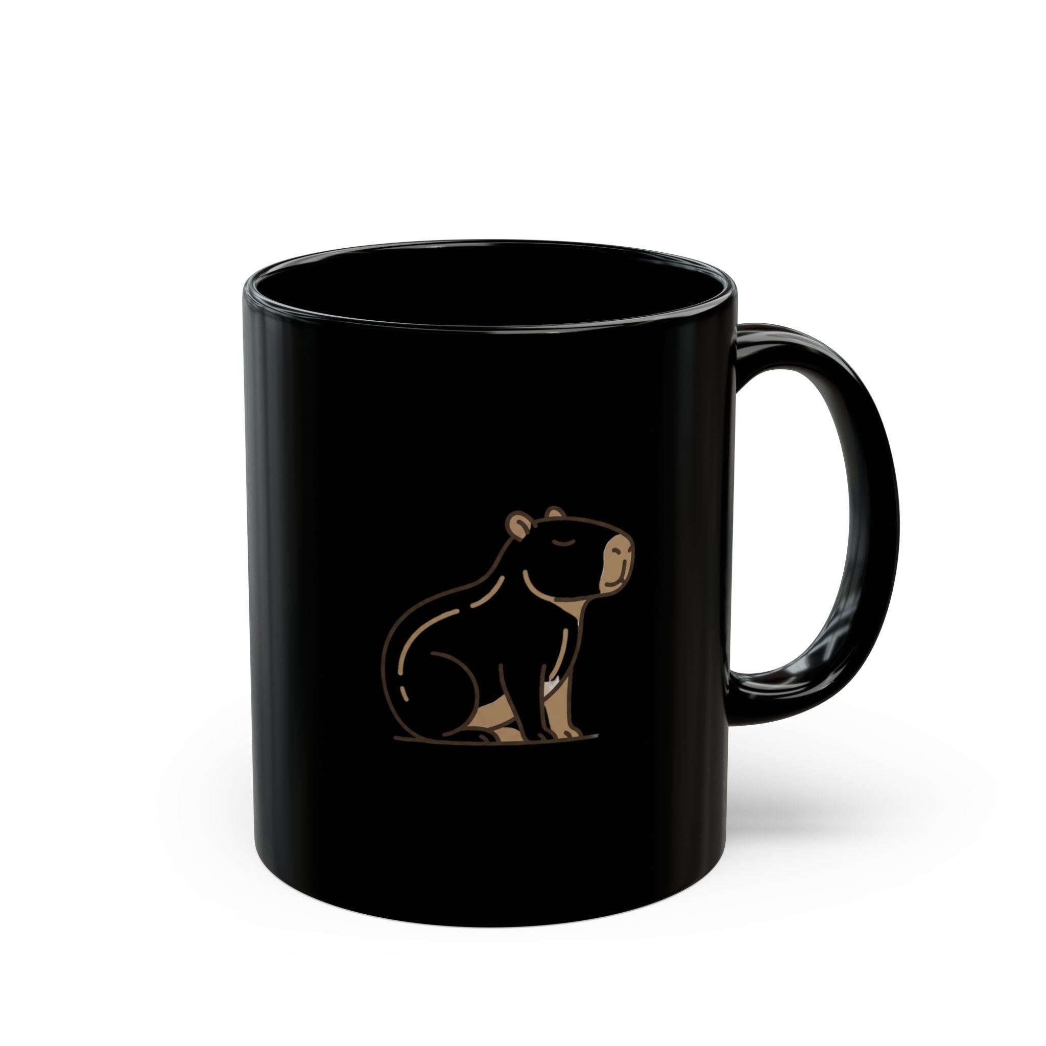 Funny Black Coffee Mug with Minimalist Bear Graphic – Cute Woodland Animal Gift