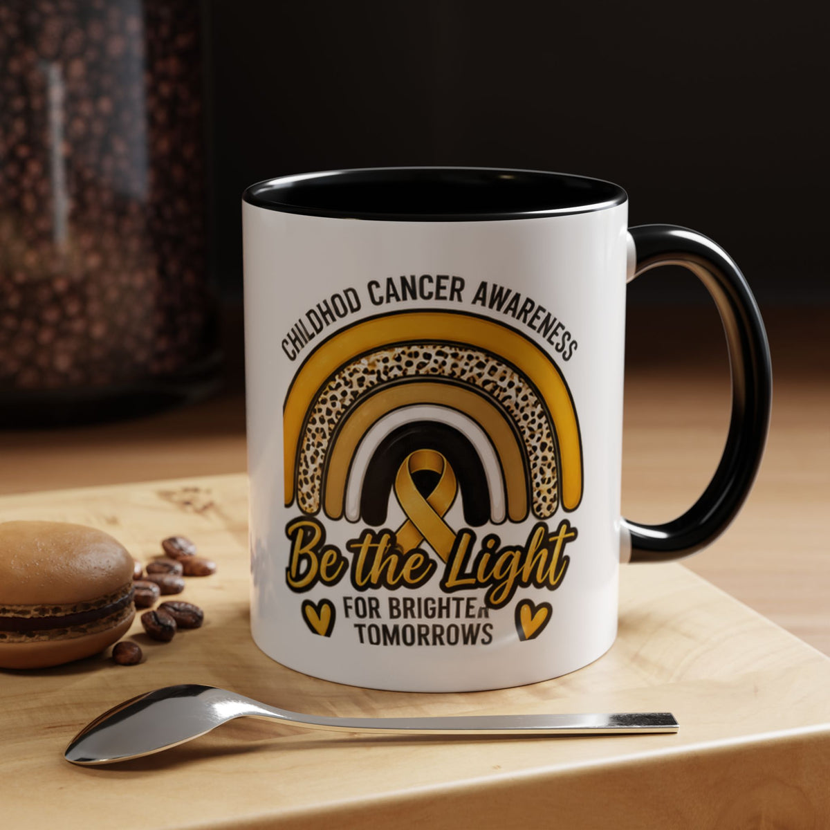 Childhood Cancer Awareness Accent Coffee Mug — "Be the Light" 11/15oz