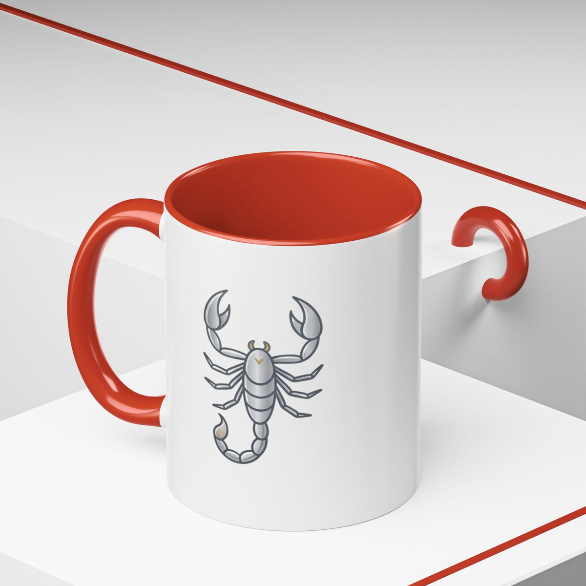 Scorpio Zodiac Accent Coffee Mug — Silver Scorpion Astrology Gift