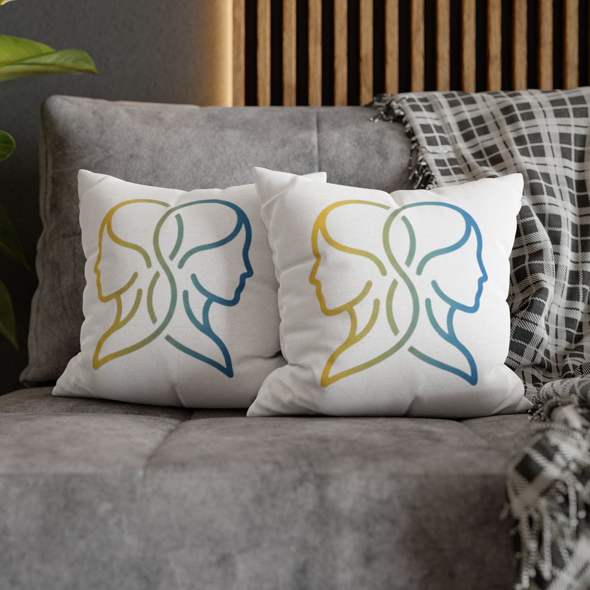 Gemini Zodiac Pillowcase — Dual-Face Gradient Astrology Throw Pillow Cover