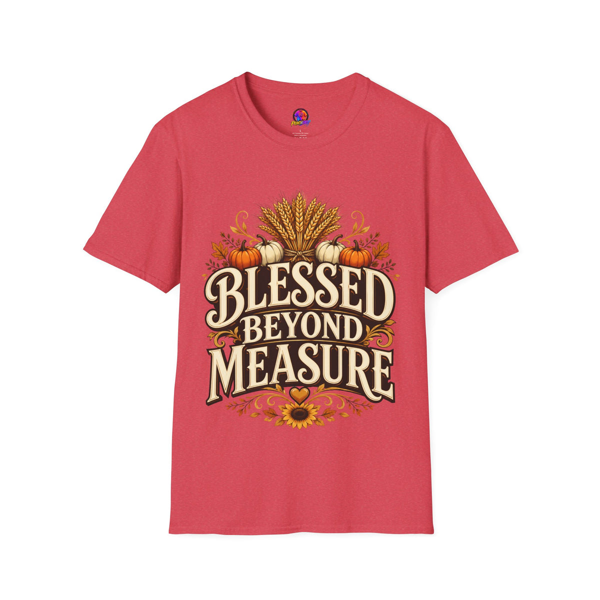 Thanksgiving T-Shirt Blessed Beyond Measure T-Shirt — Fall Harvest Pumpkin & Wheat Tee