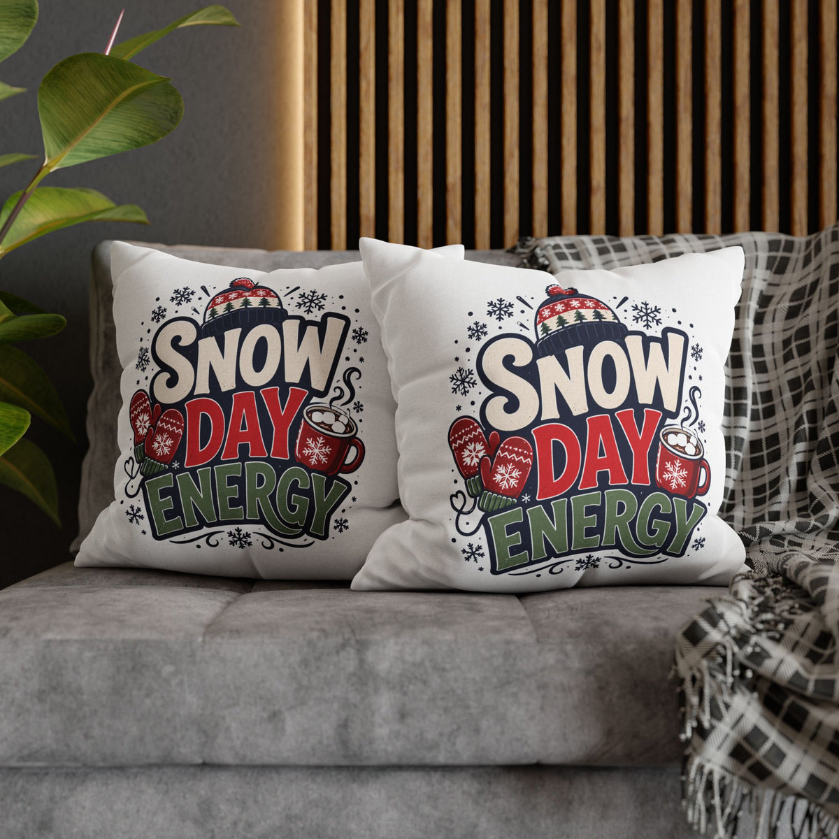 Christmas Snow Day Energy Pillowcase — Cozy Winter Decorative Throw Pillow Cover