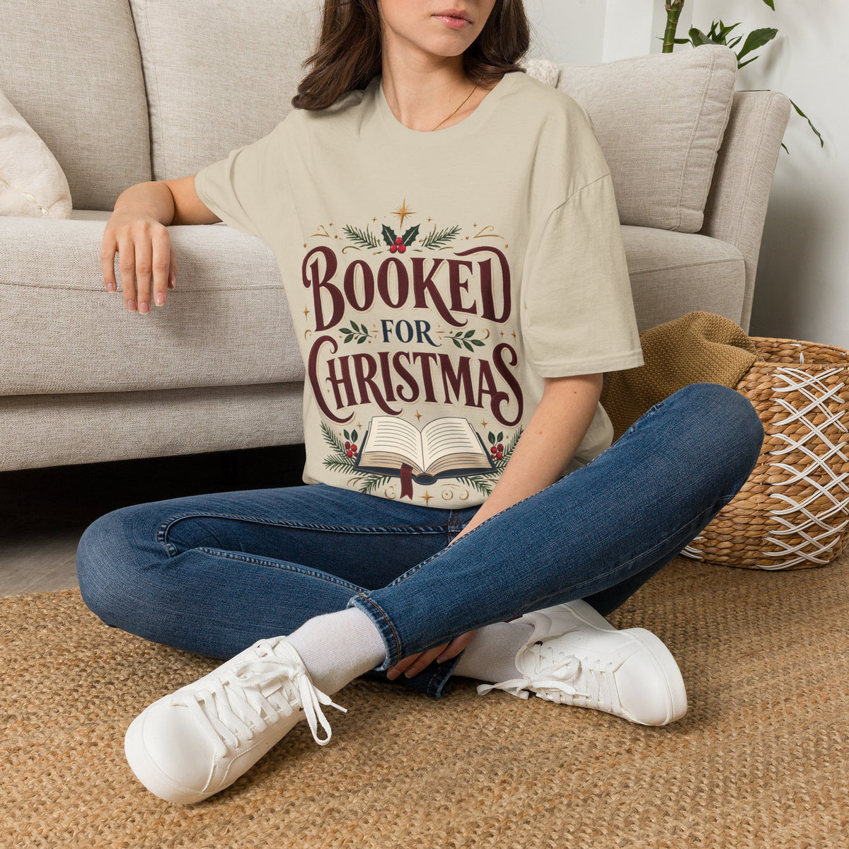T-Shirt — "Booked for Christmas" Literary Holiday Tee