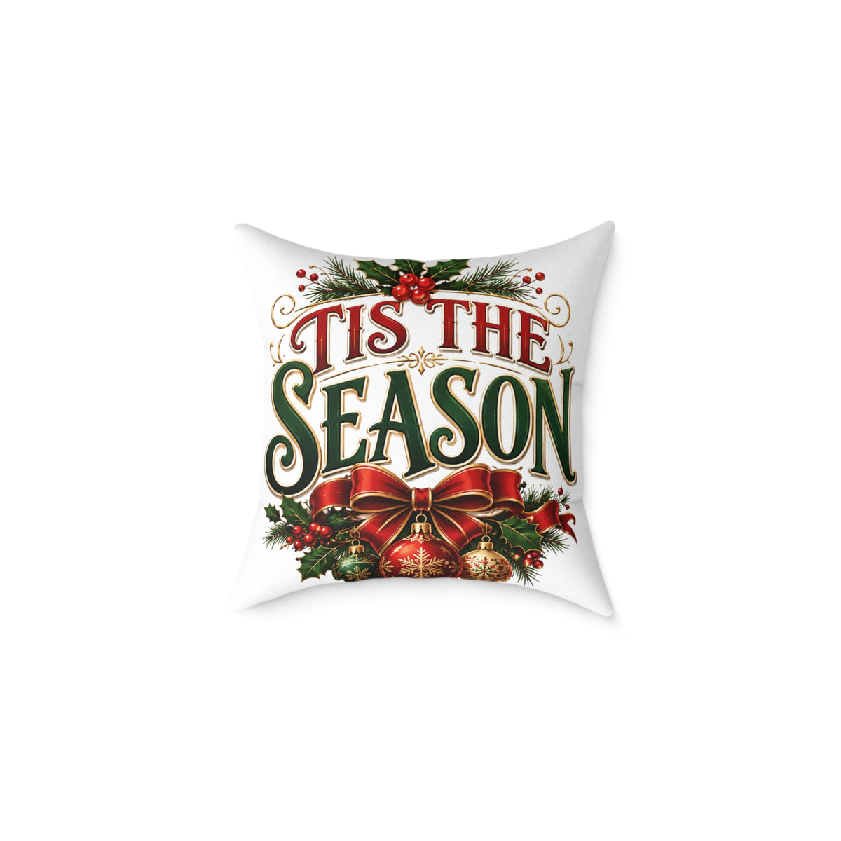 Christmas 'Tis The Season Holiday Throw Pillow – Festive Christmas Decorative Cushion