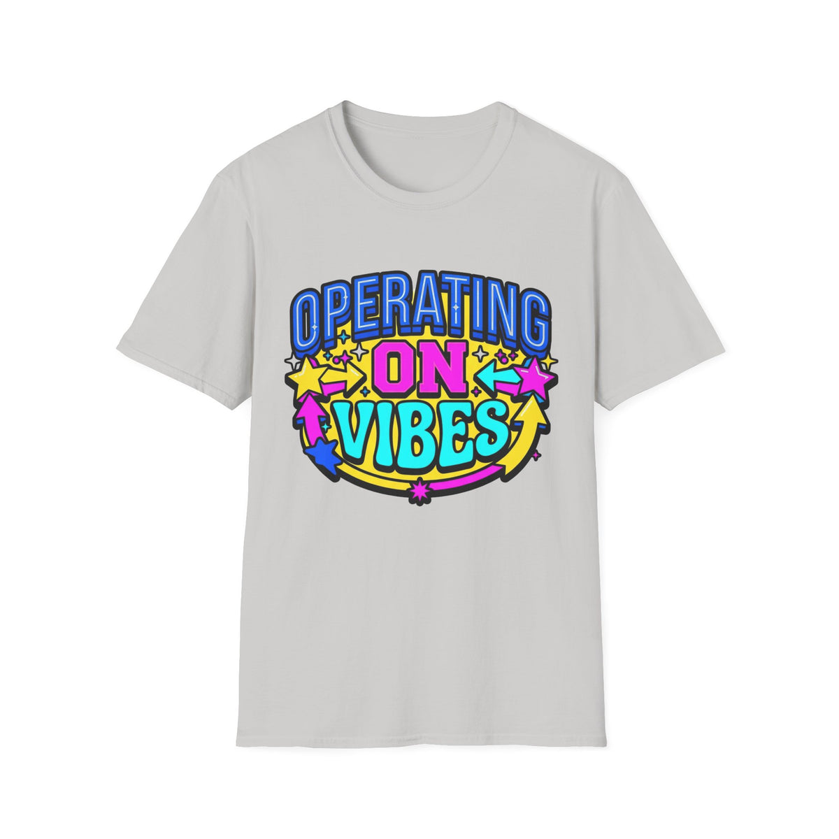 Operating On Good Vibes T-Shirt — Retro Rainbow Positive Energy Tee - Trending Now - August 2026
