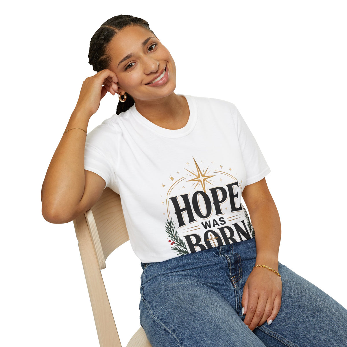 Hope Was Born T‑Shirt — Christmas Nativity Star Holiday Tee