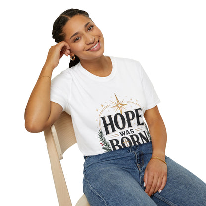 Hope Was Born T‑Shirt — Christmas Nativity Star Holiday Tee