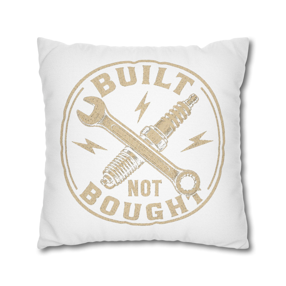 Built Not Bought Garage Milo Bailey Dog Dad Mom Pillowcase — Mechanic Tool Spark Plug Accent Pillowcase