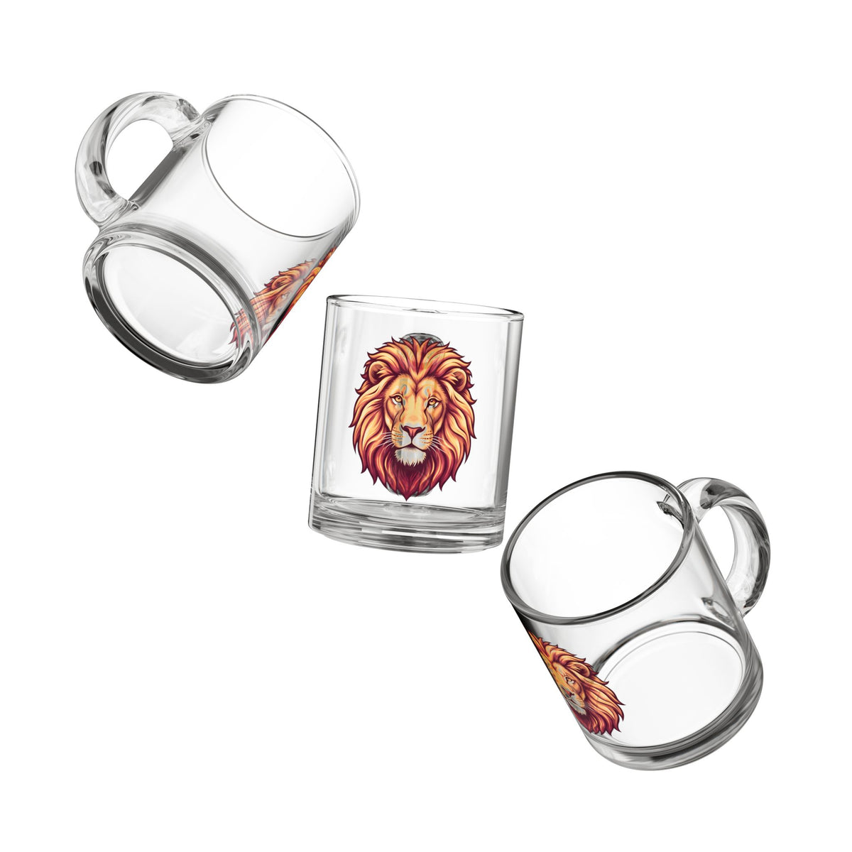 Leo Lion Head Glass Mug — 10oz Bold Mane Coffee & Tea Cup