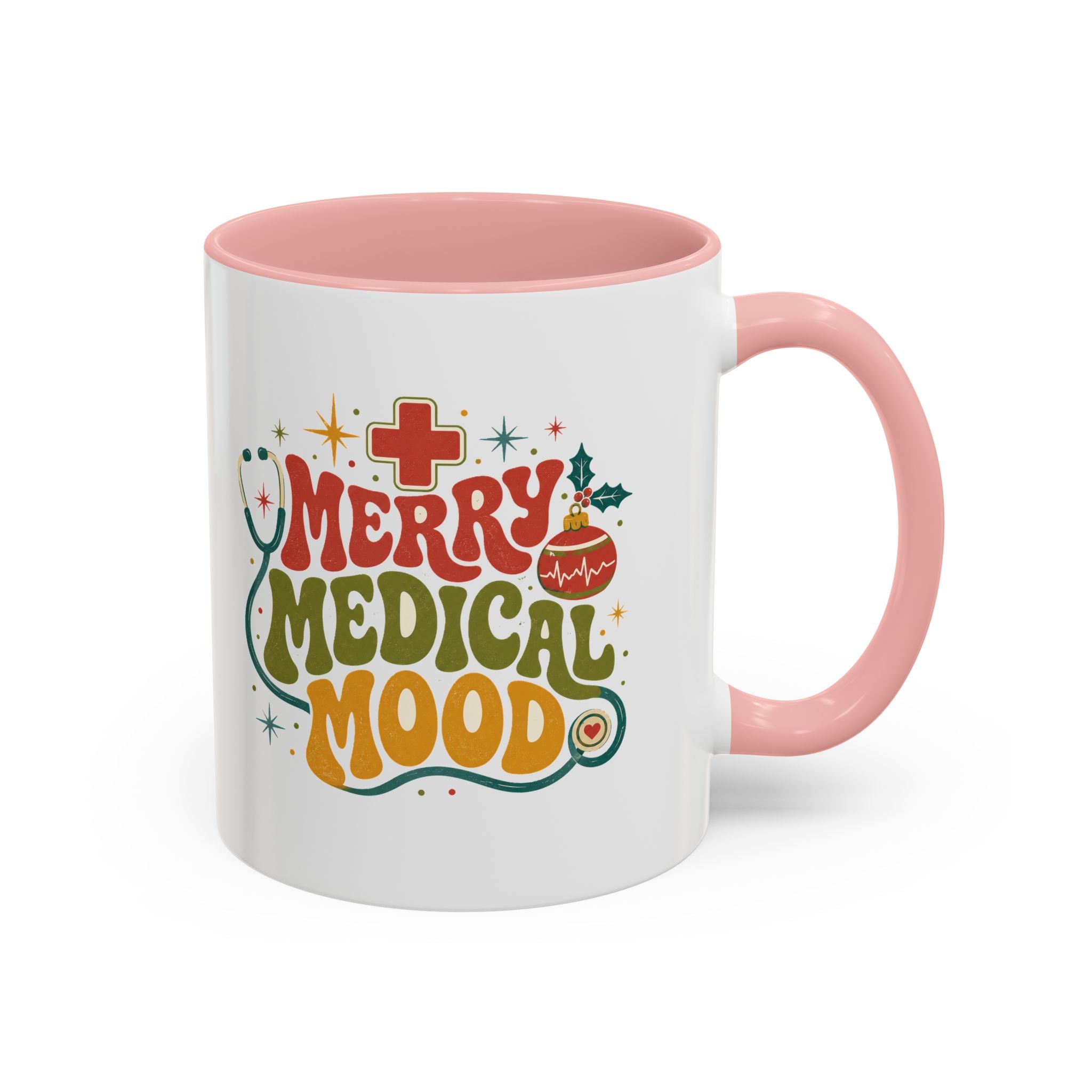 Modern Day Christmas Merry Medical Mood Accent Coffee Mug — Holiday Nurse & Doctor Gift
