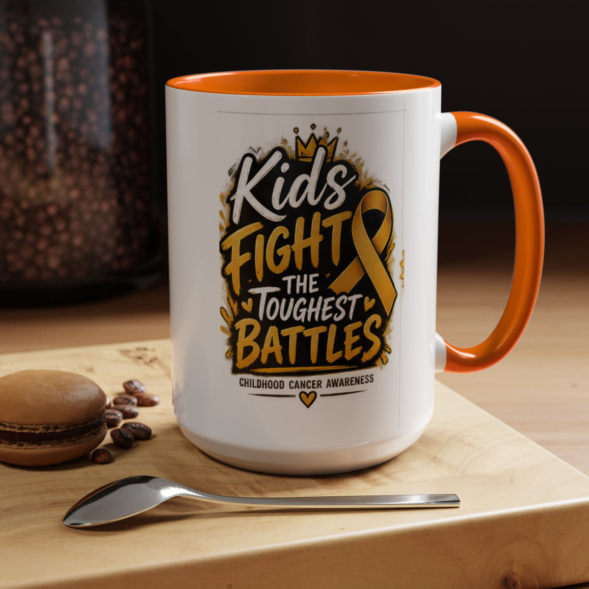 Kids Fight The Toughest Battles Accent Coffee Mug — Childhood Cancer Awareness 11/15oz