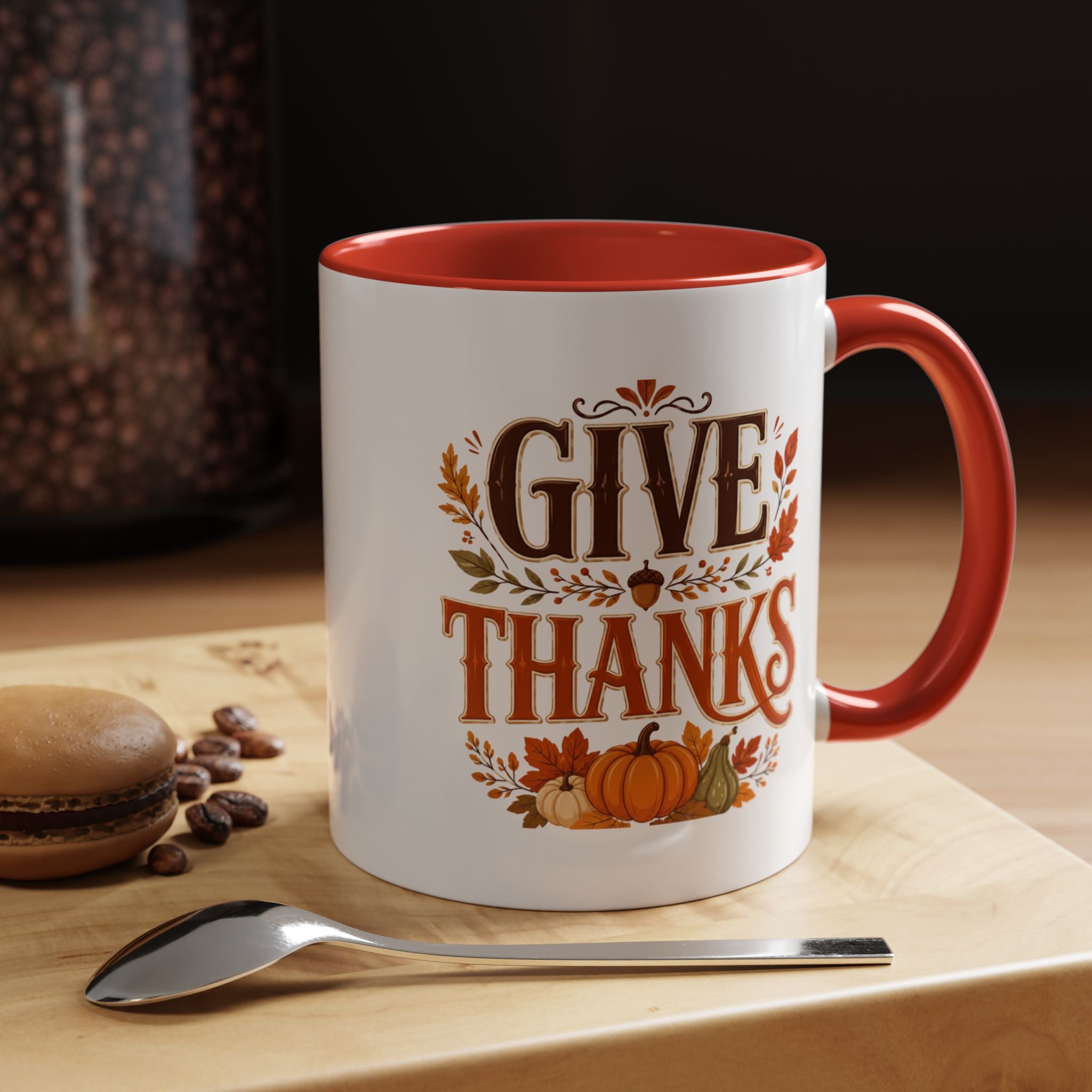 Thanksgiving Mug Give Thanks Coffee Mug — Thanksgiving Fall Accent Mug