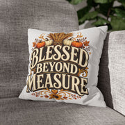Thanksgiving Blessed Beyond Measure Fall Pillowcase — Autumn Pumpkin & Wheat Decorative Pillow
