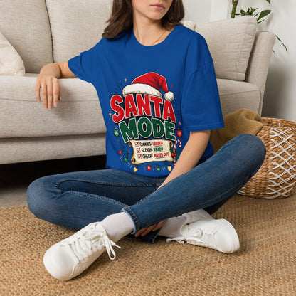 Santa Mode T-Shirt — Holiday Christmas Graphic Tee with Santa Hat