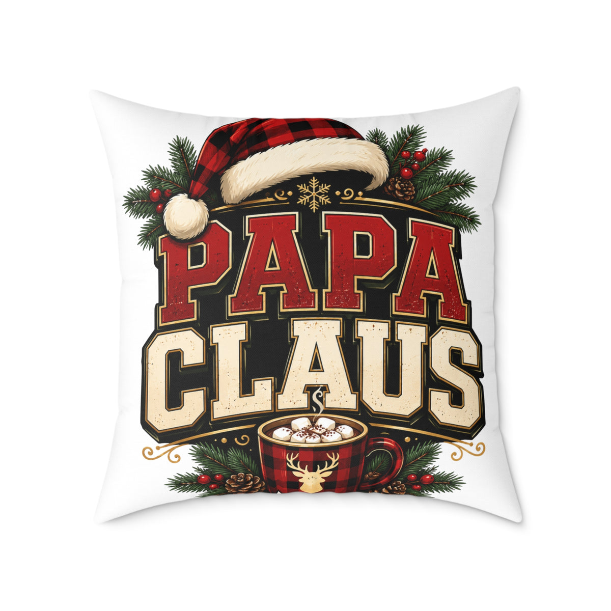 Papa Claus Christmas Pillow — Festive Holiday Throw Pillow for Dad