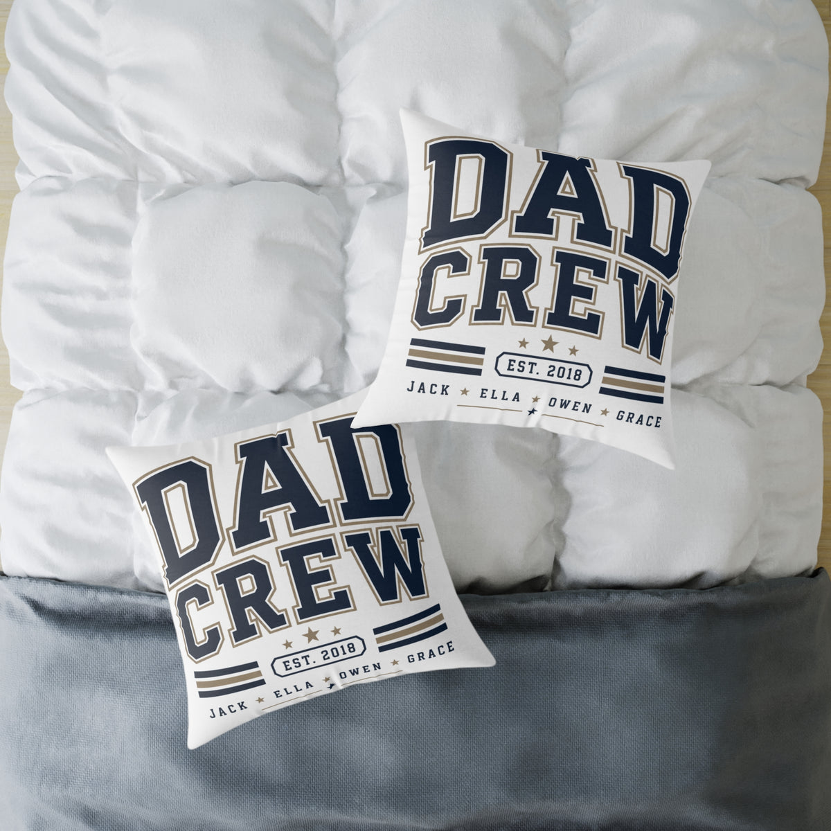 Dad Crew Square Pillow Milo Bailey Dog Dad Mom— Personalized Family Name & Est. Year Accent Pillow