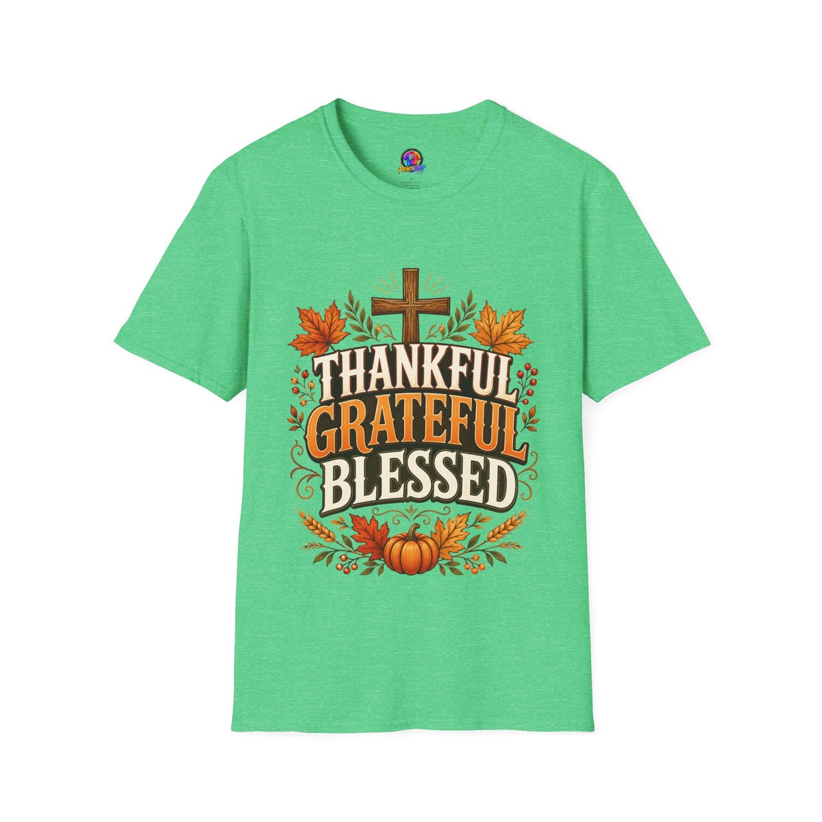 Thanksgiving T-Shirt Thankful Grateful Blessed T-Shirt — Fall Thanksgiving Christian Tee