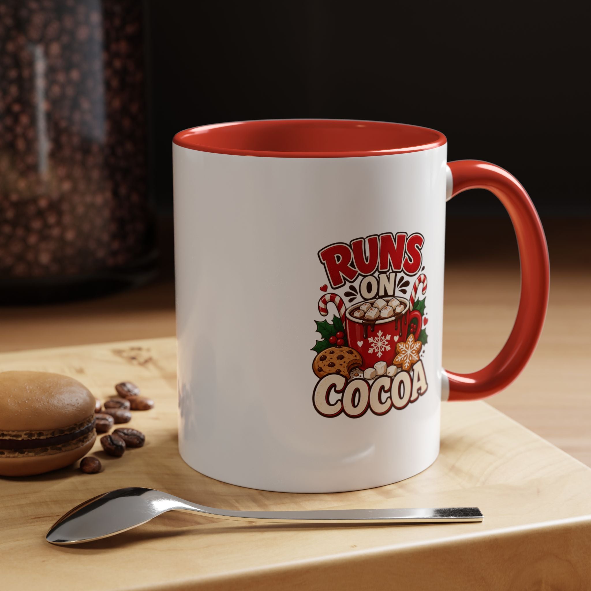 Runs on Cocoa Accent Coffee Mug — Holiday Hot Cocoa Gift