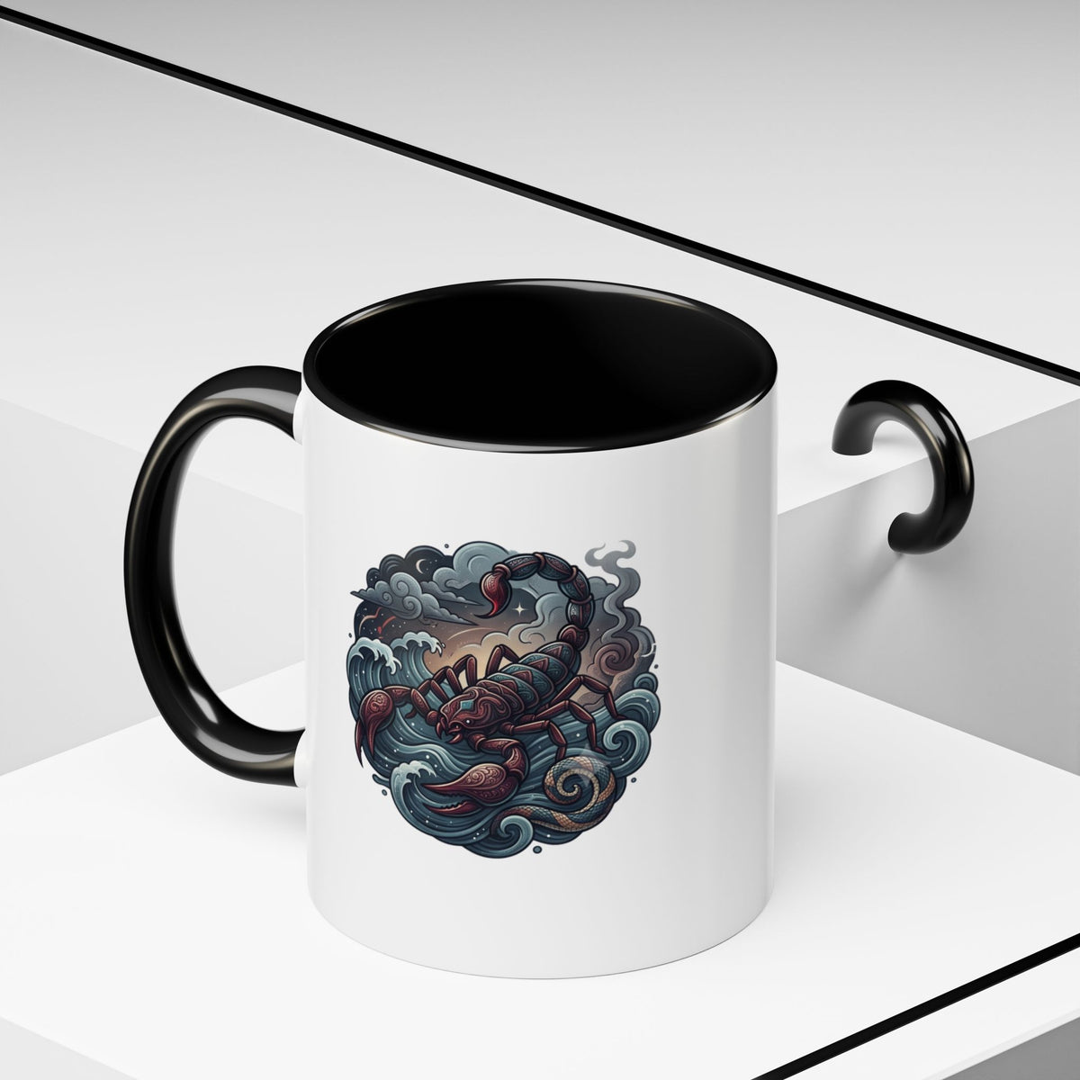 Scorpion Ocean Accent Coffee Mug – Nautical Tattoo-Style