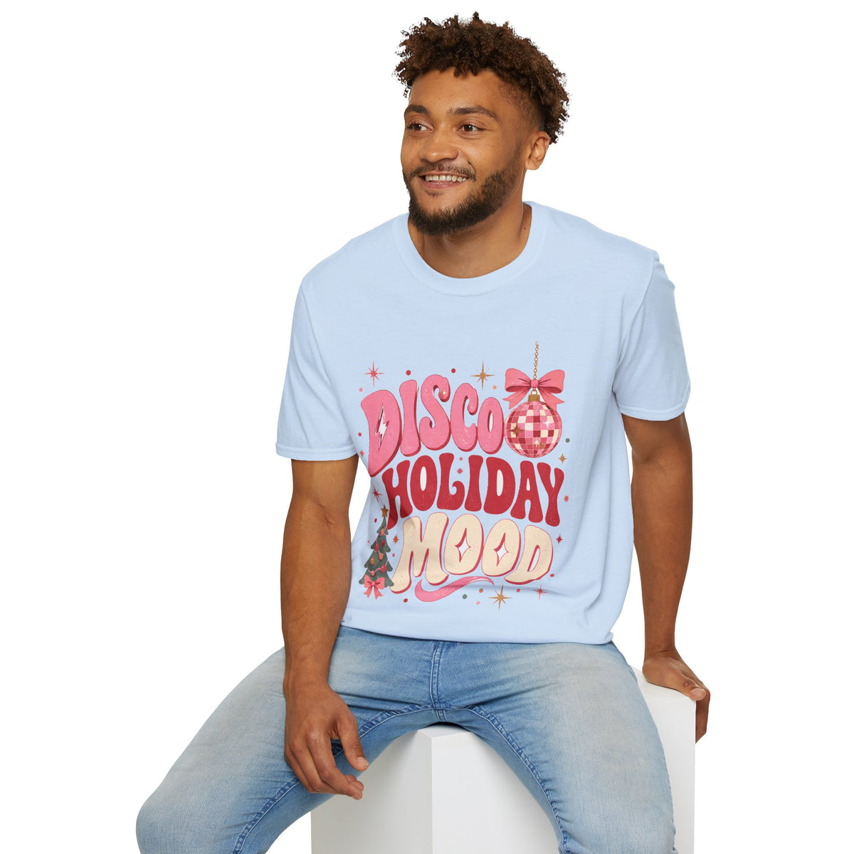 Disco Holiday T-Shirt — Retro Pink Disco Ball Christmas Tee