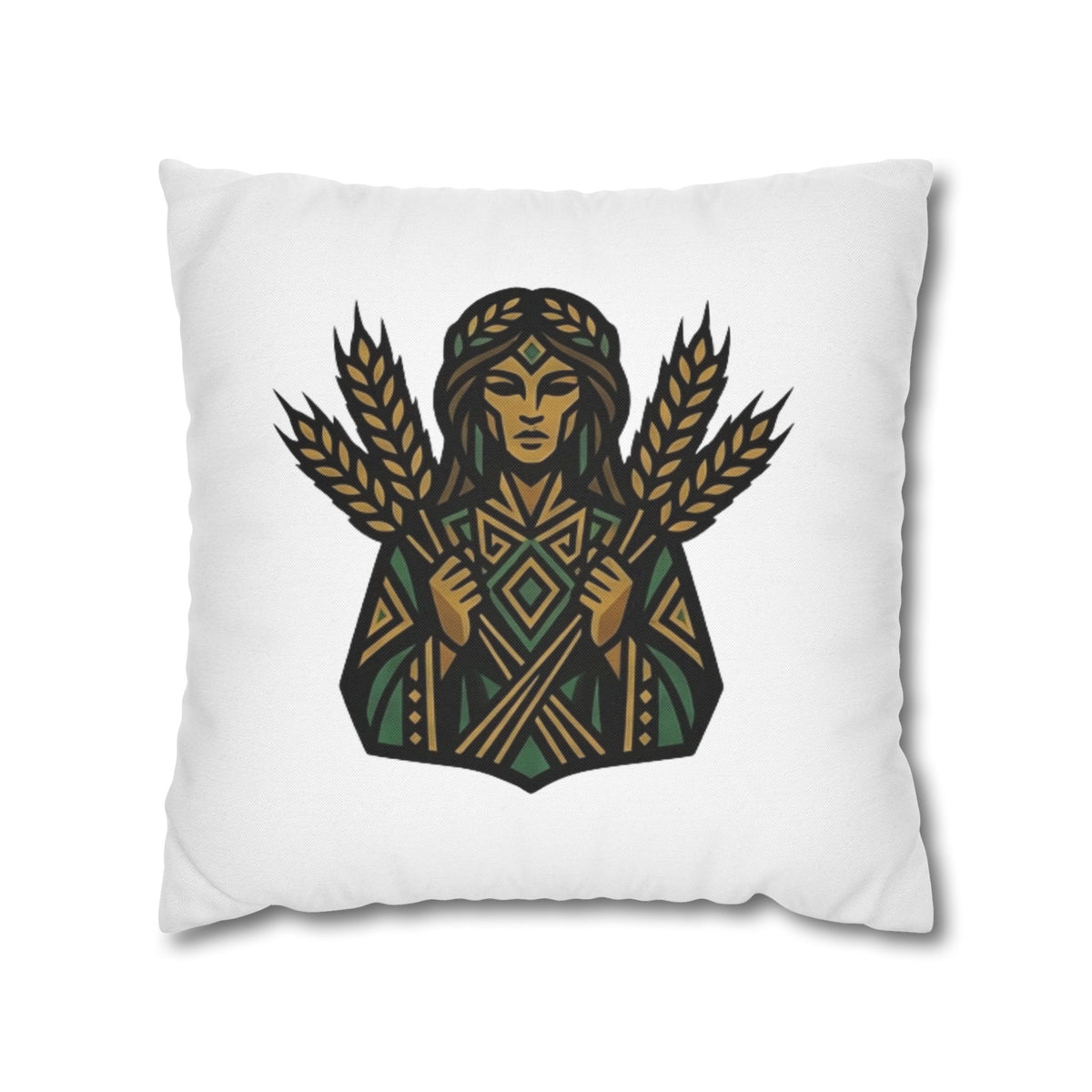Virgo Harvest Goddess Pillowcase — Boho Wheat Decorative Throw Pillow