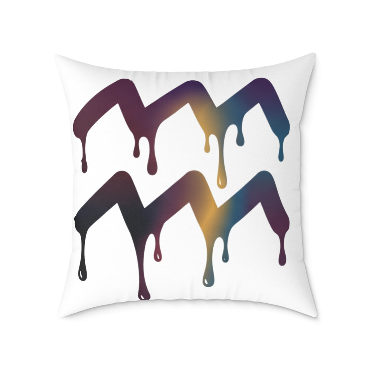 Aquarius Zodiac Dripping Rainbow Chevron Pillow — Colorful Geometric Throw Pillow