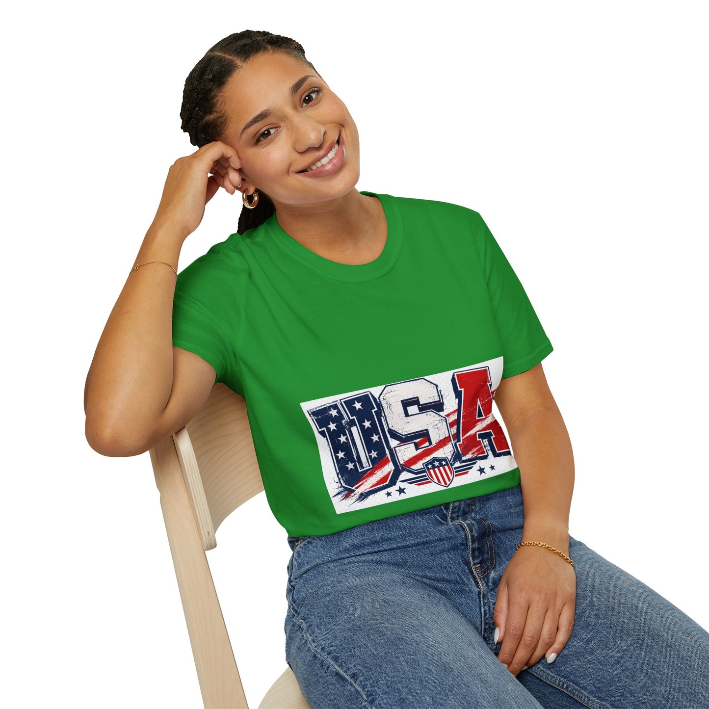 USA Flag Graphic T-Shirt — Patriotic Red White & Blue Tee