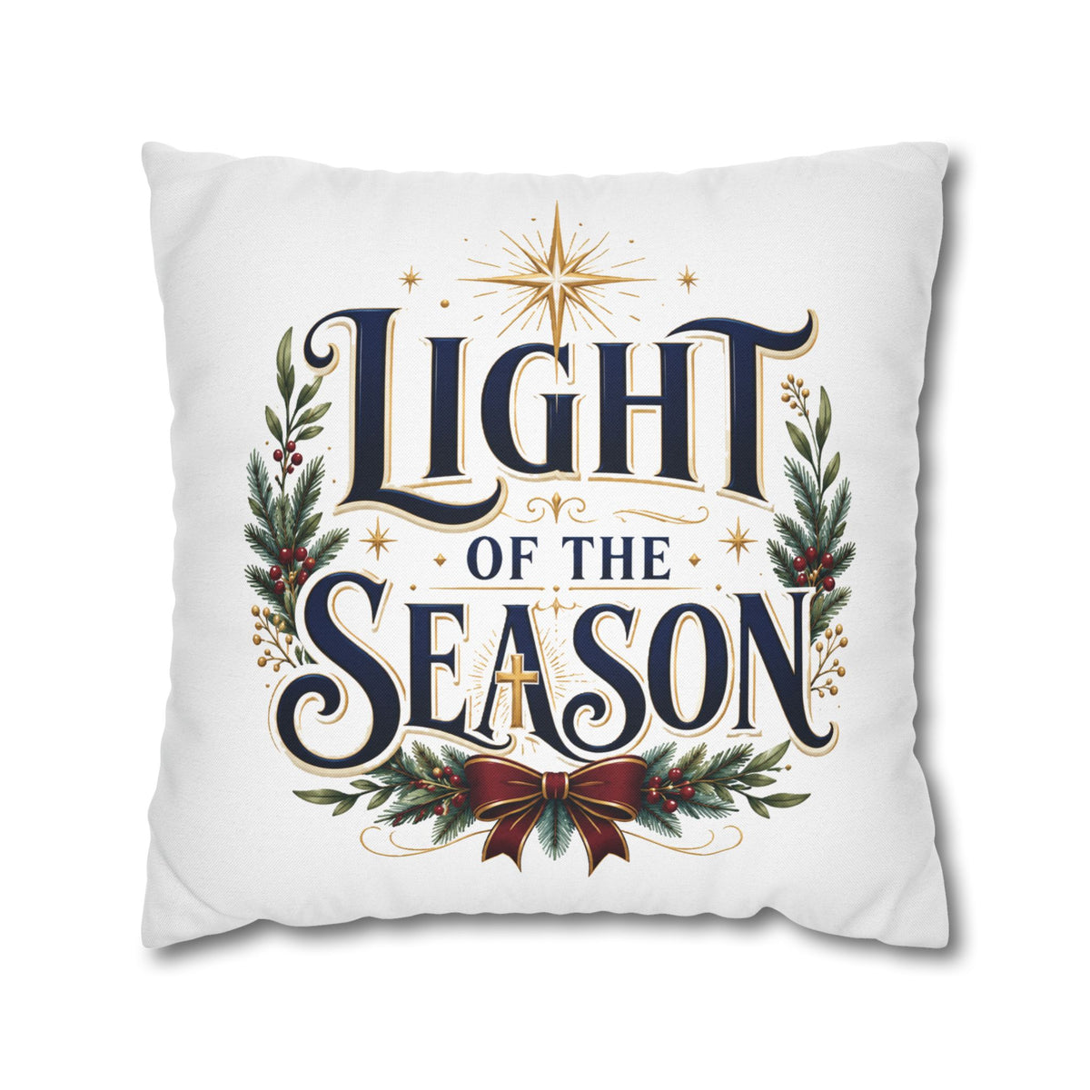 Christmas Holiday Throw Pillowcase— "Light of the Season" Decorative Cushion
